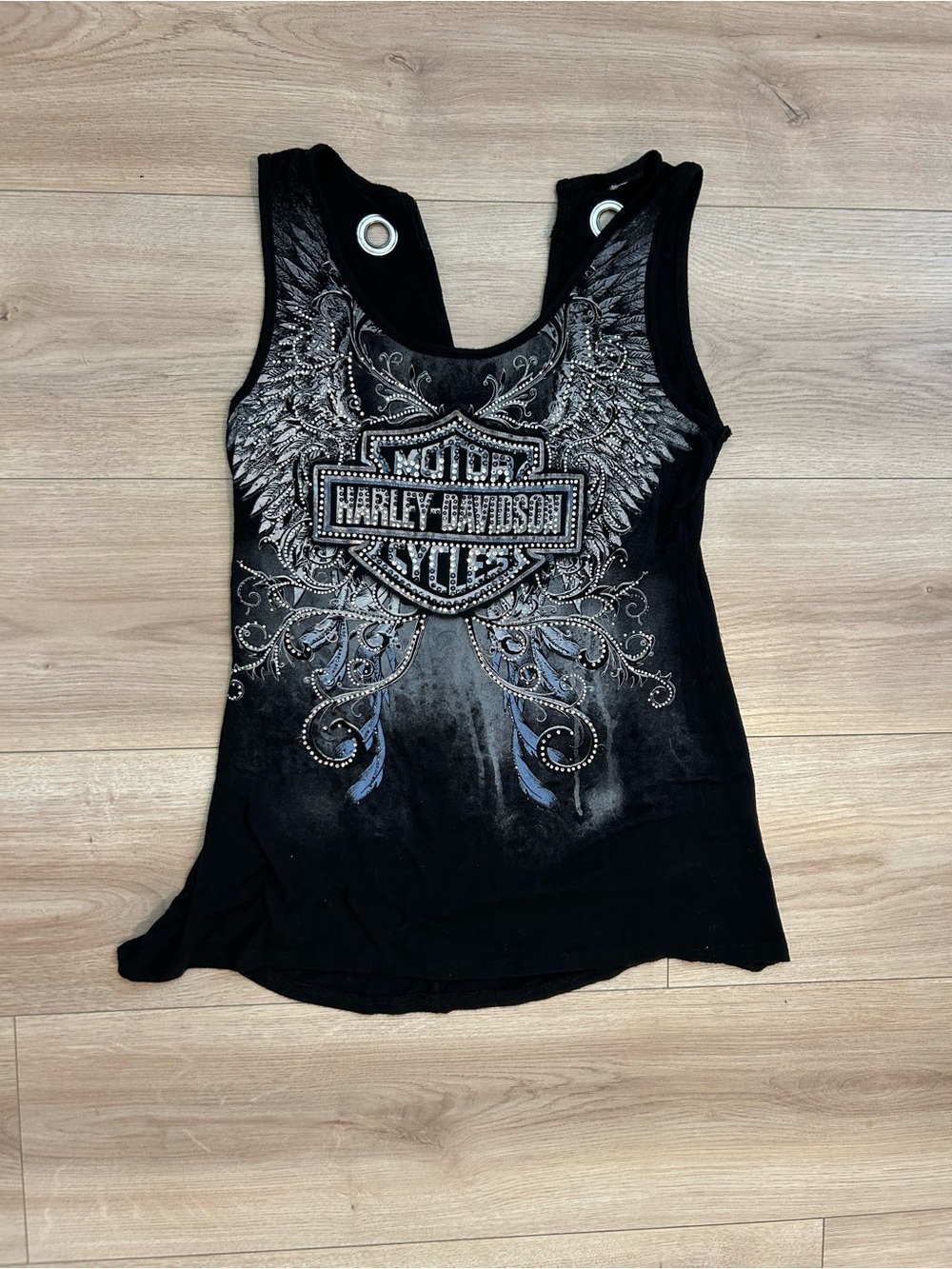 Harley-Davidson Black Women's Tank with Studded Wing Emblem